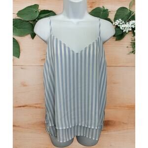 Forever 21 Blue White Striped Cami Blouse Sz Small Loose Double Layer Top Light